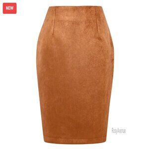 Suede Mini Skirt High Waisted Slit Pencil Bodycon Office Work Casual